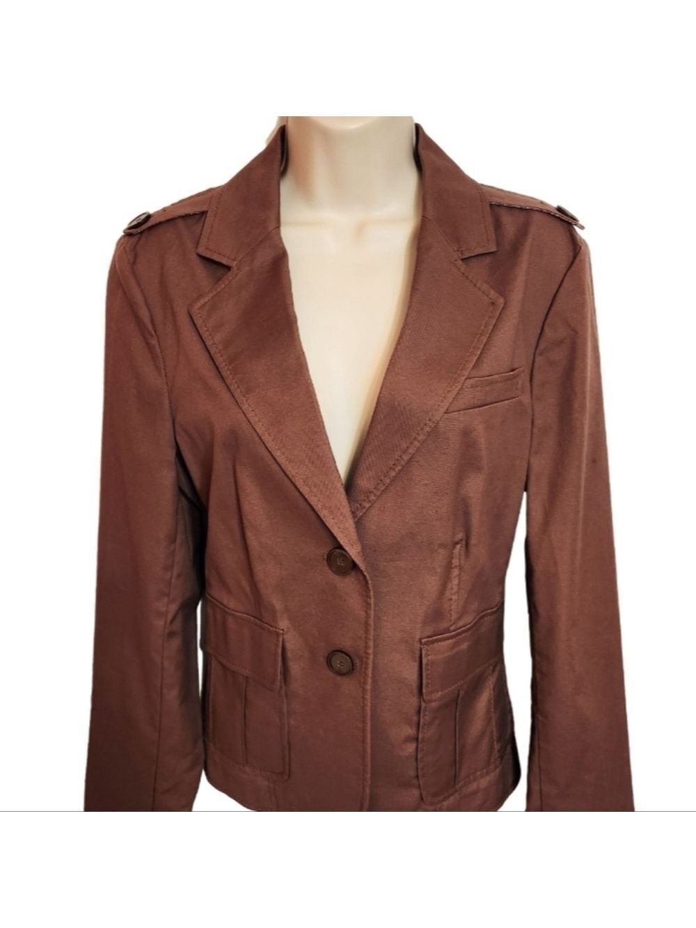 The Limited Brown Cotton Blend Fitted Career Blazer Jacket Size 8 - Picture 2 of 10